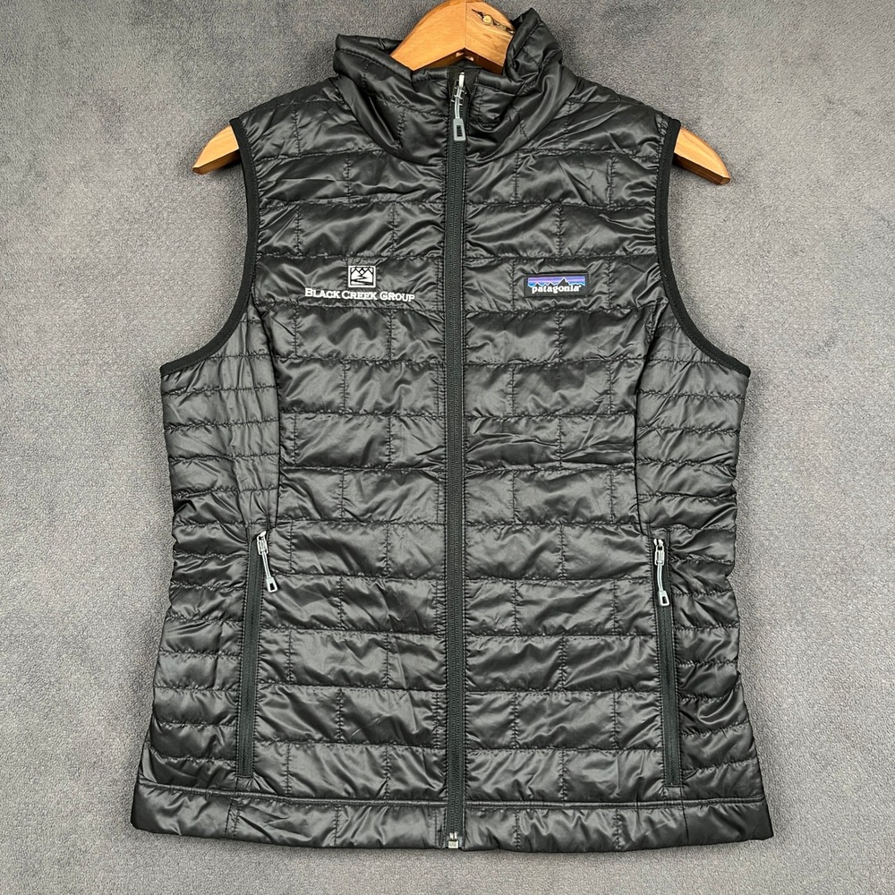 Patagonia Nano Puff Vest Womens Small Black Quilted Primaloft Logo 84247